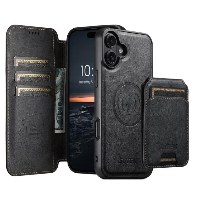 Suteni Q05S2 3-in-1 Detachable Vertical Flip Wallet MagSafe Leather Phone Case, For iPhone 18, For iPhone 18 Pro, For iPhone 18 Pro Max, For iPhone 17 Pro Max, For iPhone 17 Pro, For iPhone 17, For iPhone Air, For iPhone 16 Pro Max