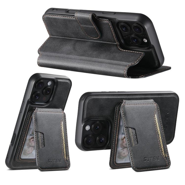 Suteni Q05S3 3-in-1 Detachable Vertical Flip Wallet MagSafe Leather Phone Case, For iPhone 16 Pro, For iPhone 16 Plus, For iPhone 16, For iPhone 15 Pro Max, For iPhone 15 Pro, For iPhone 15 Plus, For iPhone 15, For iPhone 14 Plus