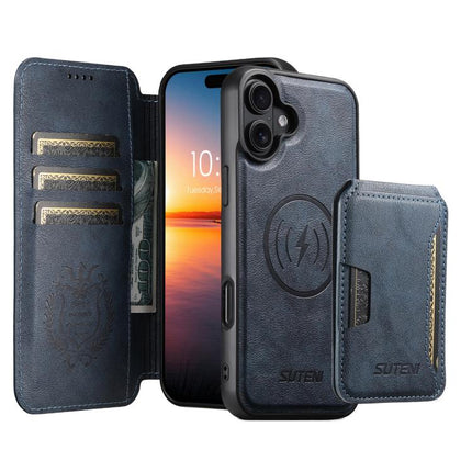 Suteni Q05S3 3-in-1 Detachable Vertical Flip Wallet MagSafe Leather Phone Case, For iPhone 17 Pro Max, For iPhone 17 Pro, For iPhone 17, For iPhone Air, For iPhone 16 Pro Max, For iPhone 16 Pro, For iPhone 16 Plus, For iPhone 16