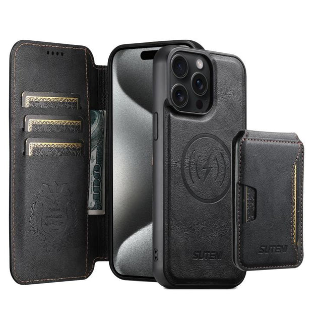 Suteni Q05S3 3-in-1 Detachable Vertical Flip Wallet MagSafe Leather Phone Case, For iPhone 15 Pro Max, For iPhone 15 Pro, For iPhone 15 Plus, For iPhone 15, For iPhone 14 Plus, For iPhone 14, For iPhone 14 Pro, For iPhone 14 Pro Max