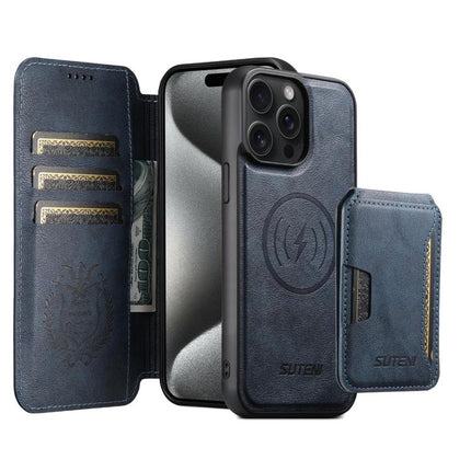 Suteni Q05S3 3-in-1 Detachable Vertical Flip Wallet MagSafe Leather Phone Case, For iPhone 15 Pro Max, For iPhone 15 Pro, For iPhone 15 Plus, For iPhone 15, For iPhone 14 Plus, For iPhone 14, For iPhone 14 Pro, For iPhone 14 Pro Max