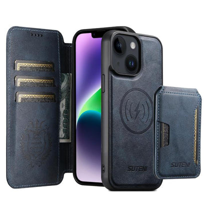 Suteni Q05S3 3-in-1 Detachable Vertical Flip Wallet MagSafe Leather Phone Case, For iPhone 15 Pro Max, For iPhone 15 Pro, For iPhone 15 Plus, For iPhone 15, For iPhone 14 Plus, For iPhone 14, For iPhone 14 Pro, For iPhone 14 Pro Max