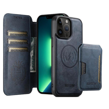 Suteni Q05S3 3-in-1 Detachable Vertical Flip Wallet MagSafe Leather Phone Case, For iPhone 13 Pro Max, For iPhone 13 Pro, For iPhone 13, For iPhone 12, For iPhone 12 Pro Max, For iPhone 12 Pro