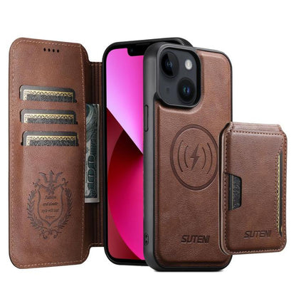 Suteni Q05S3 3-in-1 Detachable Vertical Flip Wallet MagSafe Leather Phone Case, For iPhone 13 Pro Max, For iPhone 13 Pro, For iPhone 13, For iPhone 12, For iPhone 12 Pro Max, For iPhone 12 Pro