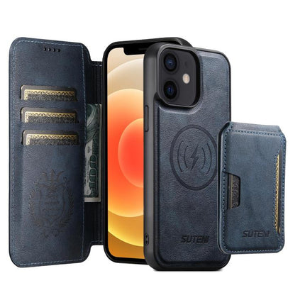 Suteni Q05S3 3-in-1 Detachable Vertical Flip Wallet MagSafe Leather Phone Case, For iPhone 13 Pro Max, For iPhone 13 Pro, For iPhone 13, For iPhone 12, For iPhone 12 Pro Max, For iPhone 12 Pro