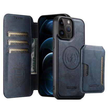 Suteni Q05S3 3-in-1 Detachable Vertical Flip Wallet MagSafe Leather Phone Case, For iPhone 13 Pro Max, For iPhone 13 Pro, For iPhone 13, For iPhone 12, For iPhone 12 Pro Max, For iPhone 12 Pro
