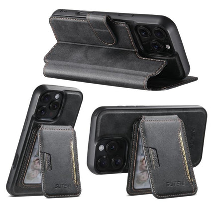 Suteni Q05S3 3-in-1 Detachable Vertical Flip Wallet MagSafe Leather Phone Case, For iPhone 12 Pro
