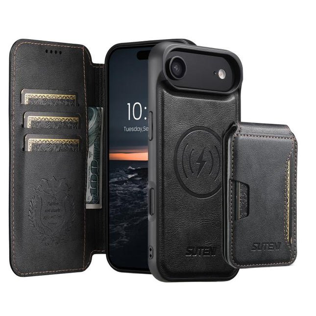 Suteni Q05S3 3-in-1 Detachable Vertical Flip Wallet MagSafe Leather Phone Case, For iPhone 18, For iPhone 18 Pro, For iPhone 18 Pro Max, For iPhone 17 Pro Max, For iPhone 17 Pro, For iPhone 17, For iPhone Air, For iPhone 16 Pro Max