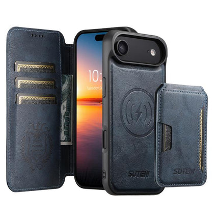 Suteni Q05S3 3-in-1 Detachable Vertical Flip Wallet MagSafe Leather Phone Case, For iPhone 17 Pro Max, For iPhone 17 Pro, For iPhone 17, For iPhone Air, For iPhone 16 Pro Max, For iPhone 16 Pro, For iPhone 16 Plus, For iPhone 16