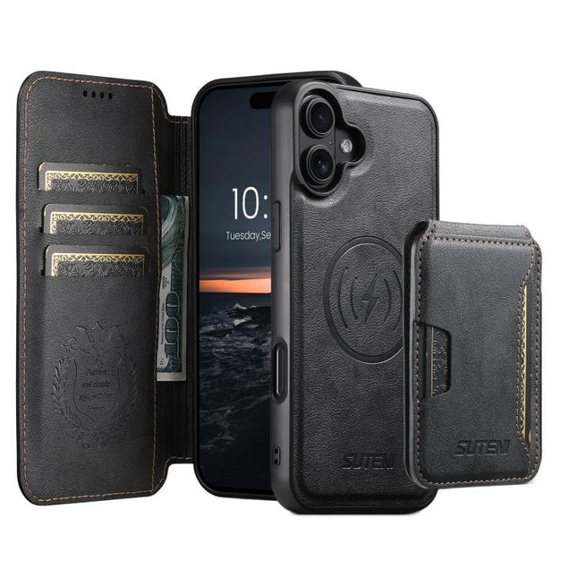 Suteni Q05S3 3-in-1 Detachable Vertical Flip Wallet MagSafe Leather Phone Case, For iPhone 18, For iPhone 18 Pro, For iPhone 18 Pro Max, For iPhone 17 Pro Max, For iPhone 17 Pro, For iPhone 17, For iPhone Air, For iPhone 16 Pro Max