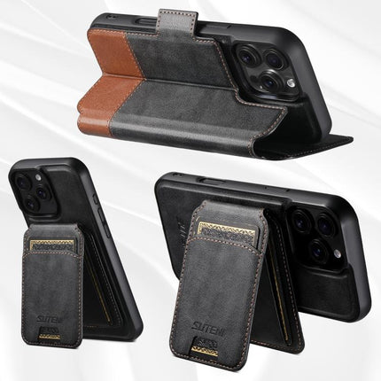 Suteni Q06S2 3-in-1 Detachable Vertical Flip Wallet MagSafe Splicing Leather Phone Case, For iPhone 14, For iPhone 14 Pro, For iPhone 14 Pro Max, For iPhone 13 Pro Max, For iPhone 13 Pro, For iPhone 13, For iPhone 12, For iPhone 12 Pro Max