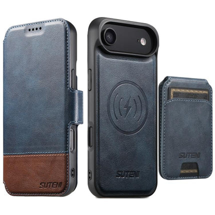 Suteni Q06S2 3-in-1 Detachable Vertical Flip Wallet MagSafe Splicing Leather Phone Case, For iPhone 18, For iPhone 18 Pro, For iPhone 18 Pro Max, For iPhone 17 Pro Max, For iPhone 17 Pro, For iPhone 17, For iPhone Air, For iPhone 16 Pro Max