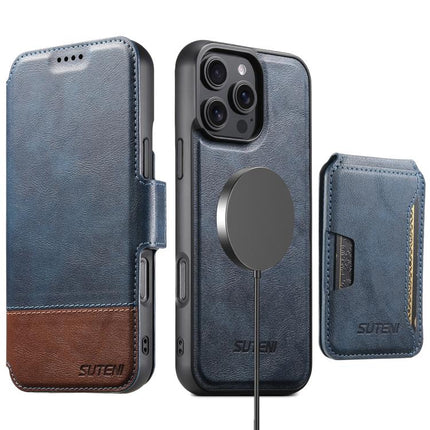 Suteni Q06S3 3-in-1 Splicing Detachable Vertical Flip Wallet MagSafe Leather Phone Case, For iPhone 17 Pro Max, For iPhone 17 Pro, For iPhone 17, For iPhone Air, For iPhone 16 Pro Max, For iPhone 16 Pro, For iPhone 16 Plus, For iPhone 16