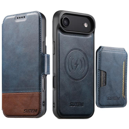 Suteni Q06S3 3-in-1 Splicing Detachable Vertical Flip Wallet MagSafe Leather Phone Case, For iPhone 17 Pro Max, For iPhone 17 Pro, For iPhone 17, For iPhone Air, For iPhone 16 Pro Max, For iPhone 16 Pro, For iPhone 16 Plus, For iPhone 16