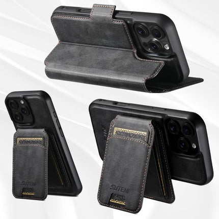 Suteni Q07S2 3-in-1 Detachable Vertical Flip Wallet MagSafe Splicing Leather Phone Case, For iPhone 12 Pro