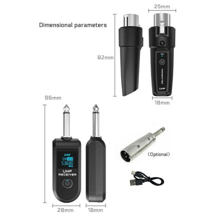 K1 For Handheld Dynamic Mic Wired to Wireless Microphone Converter, 1 Transmitter + 1 Receiver, 1 Transmitter + 1 Receiver