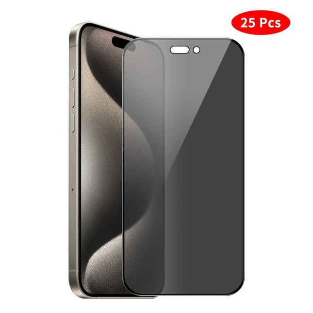 JUNSUNMAY 25pcs Silk Print Full Coverage Privacy Tempered Glass Film, For iPhone 17 Pro Max, For iPhone 17 Pro, For iPhone 17, For iPhone Air, For iPhone 16 Pro Max, For iPhone 16 Pro, For iPhone 16 Plus, For iPhone 16, For iPhone 15 Pro Max           ...
