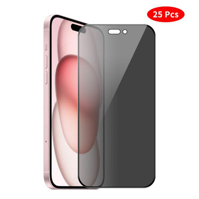 JUNSUNMAY 25pcs Silk Print Full Coverage Privacy Tempered Glass Film, For iPhone 17 Pro Max, For iPhone 17 Pro, For iPhone 17, For iPhone Air, For iPhone 16 Pro Max, For iPhone 16 Pro, For iPhone 16 Plus, For iPhone 16, For iPhone 15 Pro Max           ...