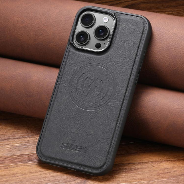 Suteni G5 Litchi Leather Magnetic MagSafe Phone Case, For iPhone 15 Pro, For iPhone 15 Plus, For iPhone 15, For iPhone 14 Plus, For iPhone 14, For iPhone 14 Pro, For iPhone 14 Pro Max, For iPhone 13 Pro Max, For iPhone 13 Pro, For iPhone 13
