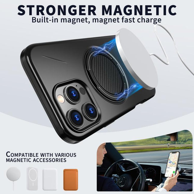 Kalebol Magnetic MagSafe Rotation Holder PC Phone Case, For iPhone 15 Pro, For iPhone 15, For iPhone 14