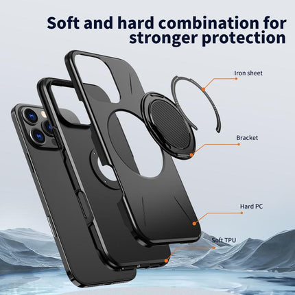 Kalebol Magnetic MagSafe Rotation Holder PC Phone Case, For iPhone 14 Pro, For iPhone 14 Pro Max, For iPhone 13 Pro Max