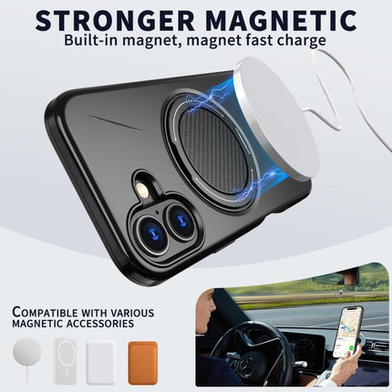 Kalebol Magnetic MagSafe Rotation Holder PC Phone Case, For iPhone 16 Plus, For iPhone 16, For iPhone 15 Pro Max