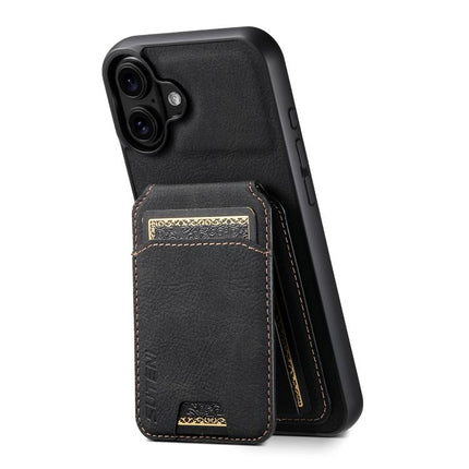 Suteni H02 Litchi Leather Card Wallet Stand Back Phone Case, For iPhone 18, For iPhone 18 Pro, For iPhone 18 Pro Max, For iPhone 17 Pro Max, For iPhone 17 Pro, For iPhone 17, For iPhone Air