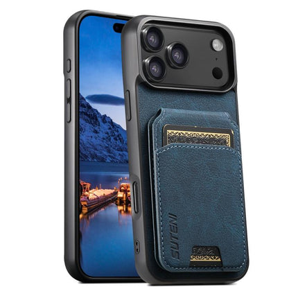 Suteni H02 Litchi Leather Card Wallet Stand Back Phone Case, For iPhone 18, For iPhone 18 Pro, For iPhone 18 Pro Max, For iPhone 17 Pro Max, For iPhone 17 Pro, For iPhone 17, For iPhone Air