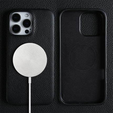 Litchi Texture Genuine Leather MagSafe Back Phone Case, For iPhone 13 Pro Max, For iPhone 13 Pro