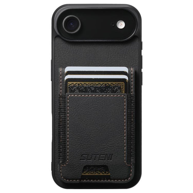 Suteni H03 Litchi Leather Card Bag Stand Back Phone Case, For iPhone 18, For iPhone 18 Pro, For iPhone 18 Pro Max, For iPhone 17 Pro Max, For iPhone 17 Pro, For iPhone 17, For iPhone Air