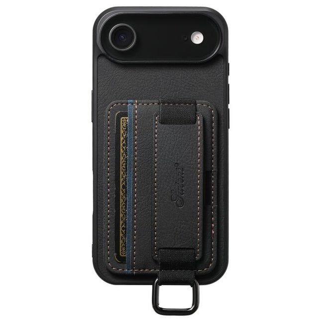 Suteni H13 Litchi Leather Wrist Strap Wallet Back Phone Case, For iPhone 18, For iPhone 18 Pro, For iPhone 18 Pro Max, For iPhone 17 Pro Max, For iPhone 17 Pro, For iPhone 17, For iPhone Air