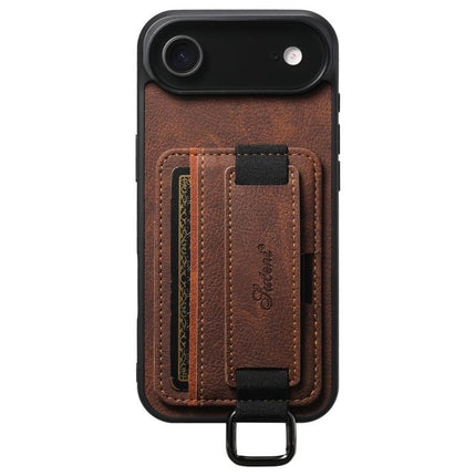 Suteni H13 Litchi Leather Wrist Strap Wallet Back Phone Case, For iPhone 18, For iPhone 18 Pro, For iPhone 18 Pro Max, For iPhone 17 Pro Max, For iPhone 17 Pro, For iPhone 17, For iPhone Air
