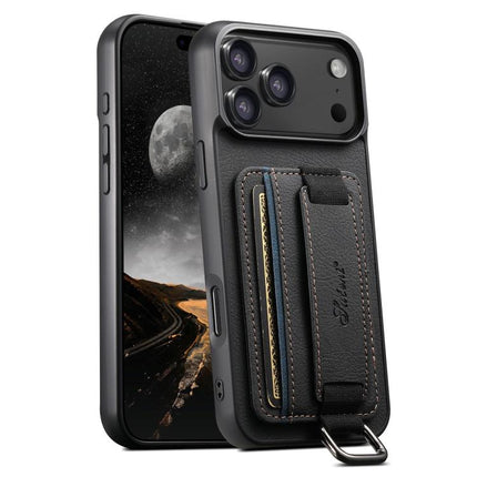 Suteni H13 Litchi Leather Wrist Strap Wallet Back Phone Case, For iPhone 18, For iPhone 18 Pro, For iPhone 18 Pro Max, For iPhone 17 Pro Max, For iPhone 17 Pro, For iPhone 17, For iPhone Air