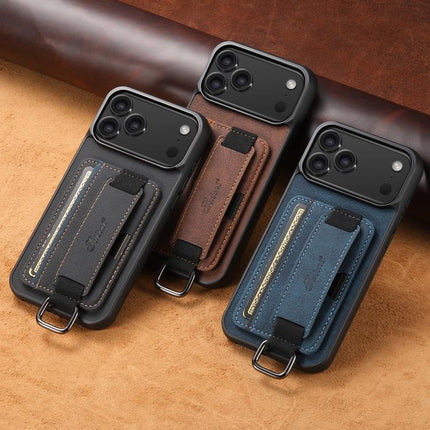Suteni H13 Litchi Leather Wrist Strap Wallet Back Phone Case, For iPhone 18, For iPhone 18 Pro, For iPhone 18 Pro Max, For iPhone 17 Pro Max, For iPhone 17 Pro, For iPhone 17, For iPhone Air