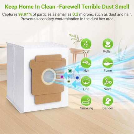 JUNSUNMAY 6pcs Robot Cleaner Non-woven Fabrics Dust Bag for iRobot Roomba Plus 405 / 505 Combo, Dust Bag