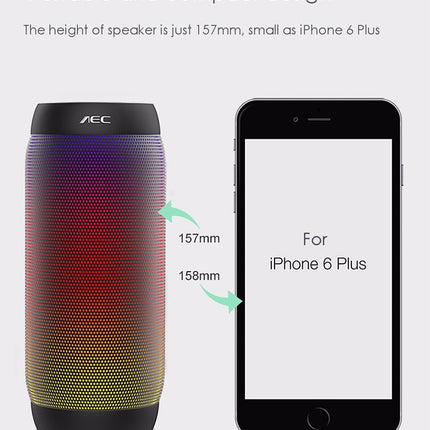 BQ615 PRO Kabelloser HiFi-Stereolautsprecher mit farbenfrohen LEDs, kombiniert Bluetooth + TF-Karten-Player + FM-Radio + AUX + NFC, BQ615 PRO