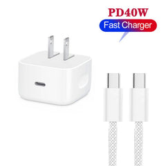 A3365 PD40W USB-C / Type-C Interface Foldable Charger with Type-C to Type-C Data Cable, US Plug