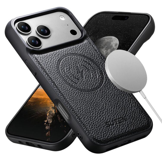 Suteni G5 Large Litchi Texture Vegan Leather Magnetic Back Phone Case, For iPhone 18, For iPhone 18 Pro, For iPhone 18 Pro Max, For iPhone 17 Pro Max, For iPhone 17 Pro, For iPhone 17, For iPhone 16 Pro Max, For iPhone 16 Pro, For iPhone 16 Plus       ...