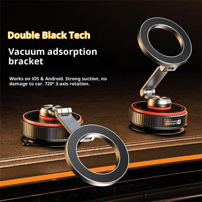 X66 720-Degree Triple-Axis Rotation Folding Magnetic Car Vacuum Suction Cup Phone Holder, X66 (Black)