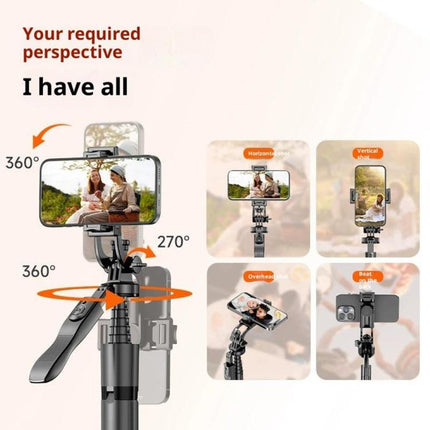 L16TT Auto Pop Up Tripod Anti Shake Floor Stand Aluminum Alloy Pole Extendable Selfie Stick, L16TT