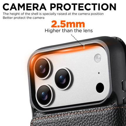 Suteni Q08 2-in-1 Multi-function Magnetic Wallet Big Litchi Vegan Leather Phone Case, For iPhone 17 Pro Max, For iPhone 17 Pro, For iPhone 17, For iPhone 16 Pro Max, For iPhone 16 Pro, For iPhone 16