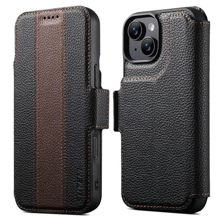 Suteni Q08 2-in-1 Multi-function Magnetic Wallet Big Litchi Vegan Leather Phone Case, For iPhone 14, For iPhone 14 Pro, For iPhone 14 Pro Max, For iPhone 13 Pro Max, For iPhone 13 Pro, For iPhone 13