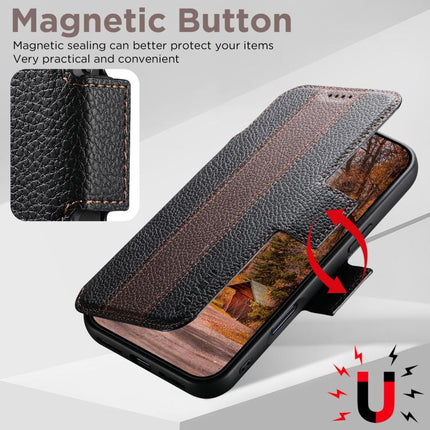 Suteni Q08 2-in-1 Multi-function Magnetic Wallet Big Litchi Vegan Leather Phone Case, For iPhone 18, For iPhone 18 Pro, For iPhone 18 Pro Max, For iPhone 17 Pro Max, For iPhone 17 Pro, For iPhone 17