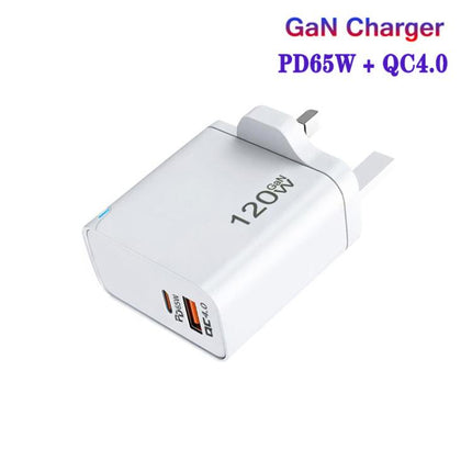 TE-PD65 GaN PD 65W + QC4.0 USB Fully Compatible Protocol Charger for MacBook ，UK Plug