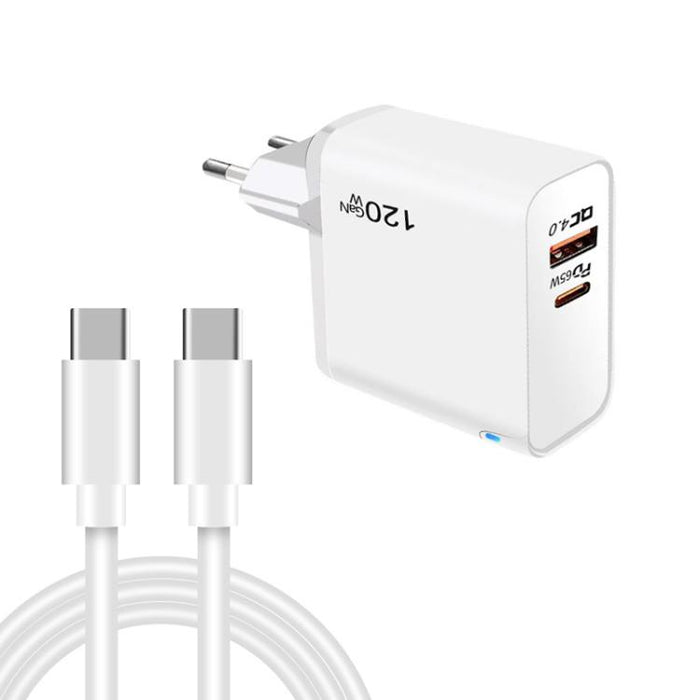 TE-PD65 GaN PD 65W + QC4.0 USB Charger with Type-C to Type-C Data Cable,  EU Plug