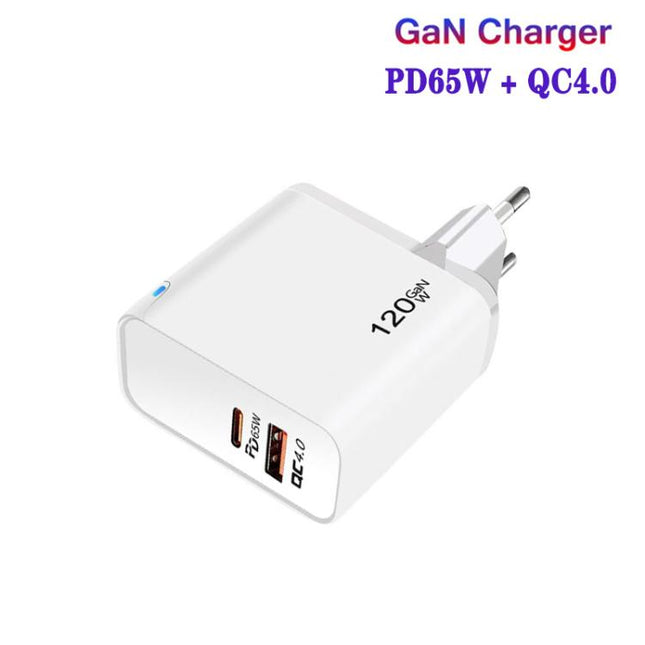 TE-PD65 GaN PD 65W + QC4.0 USB Charger with Type-C to Type-C Data Cable,  EU Plug