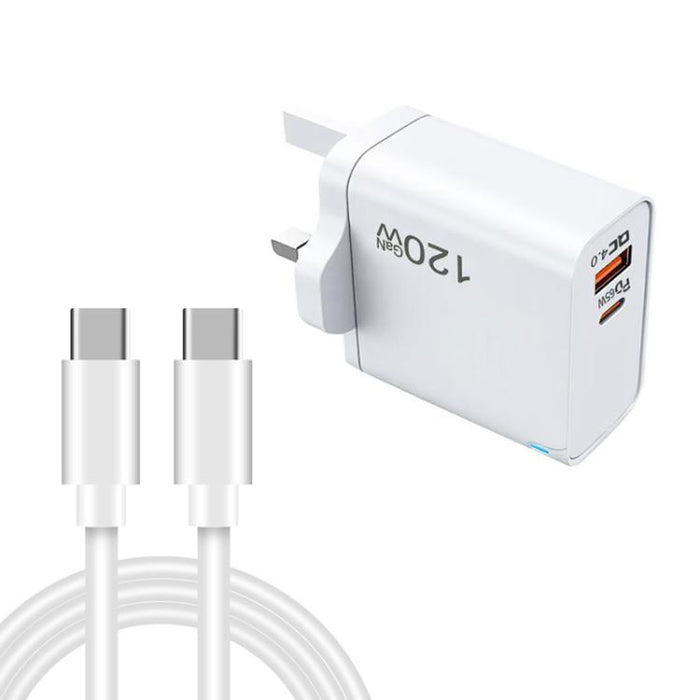 TE-PD65 GaN PD 65W + QC4.0 USB Charger with Type-C to Type-C Data Cable,  UK Plug