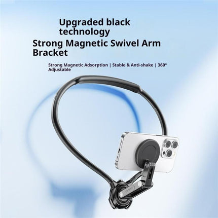 G02S Rotation Adjustable Silicone Neckband Magnetic Phone Holder for First-Person Perspective Video Shooting, G02S