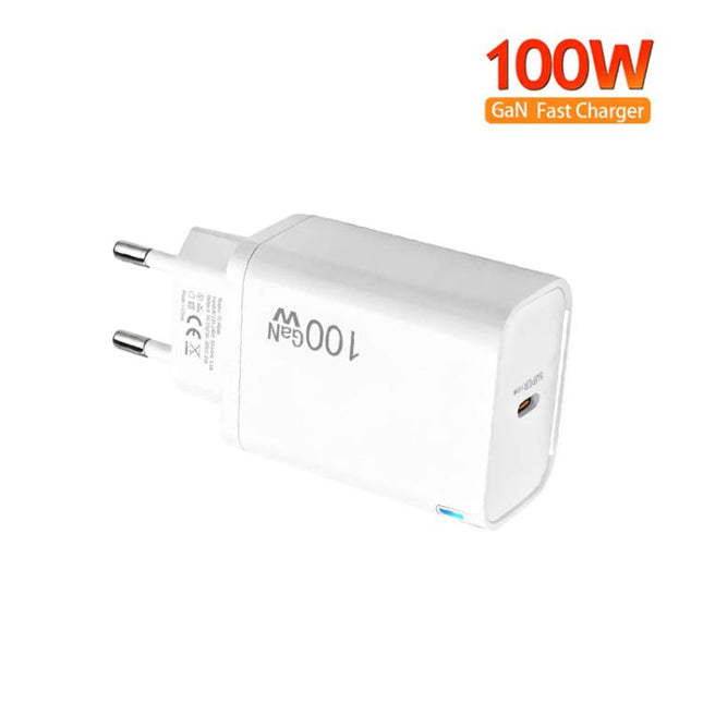 TE-PD46 GaN 100W PD 45W Fully Compatible Charger with Type-C to Type-C Data Cable，EU Plug