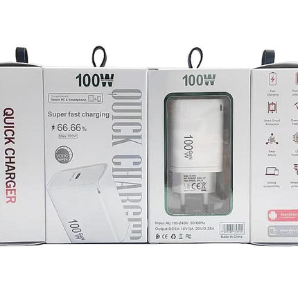 TE-PD46 GaN 100W PD 45W Fully Compatible Charger with Type-C to Type-C Data Cable，EU Plug